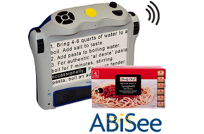 Eye-Pal Ace portable video magnifier showing packaged food instructions on screen. Eye-Pal Ace portable video magnifier showing packaged food instructions on screen.