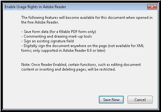 The Enable Usage Rightsdialog box.