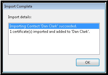 The Import Complete dialog box.