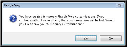 Flexible Web Wizard, Save a Temporary Customization