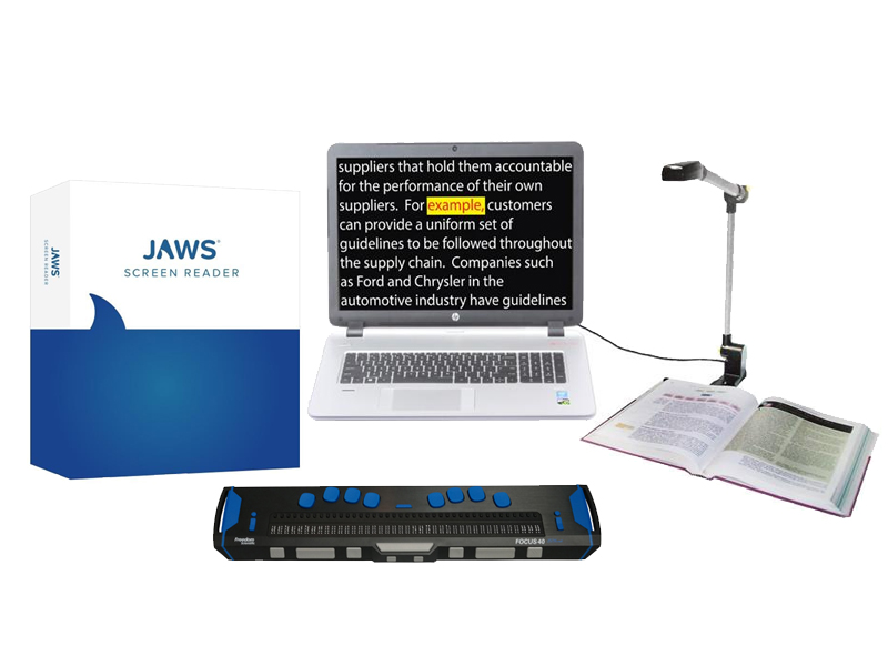 JAWS software, Focus 40 Braille display, Pearl