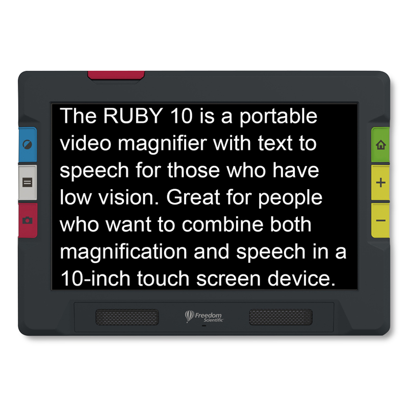 Ruby 10 Front screen with text