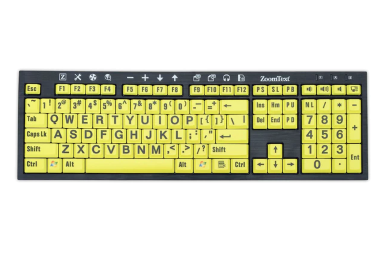 ZoomText black and yellow keyboard