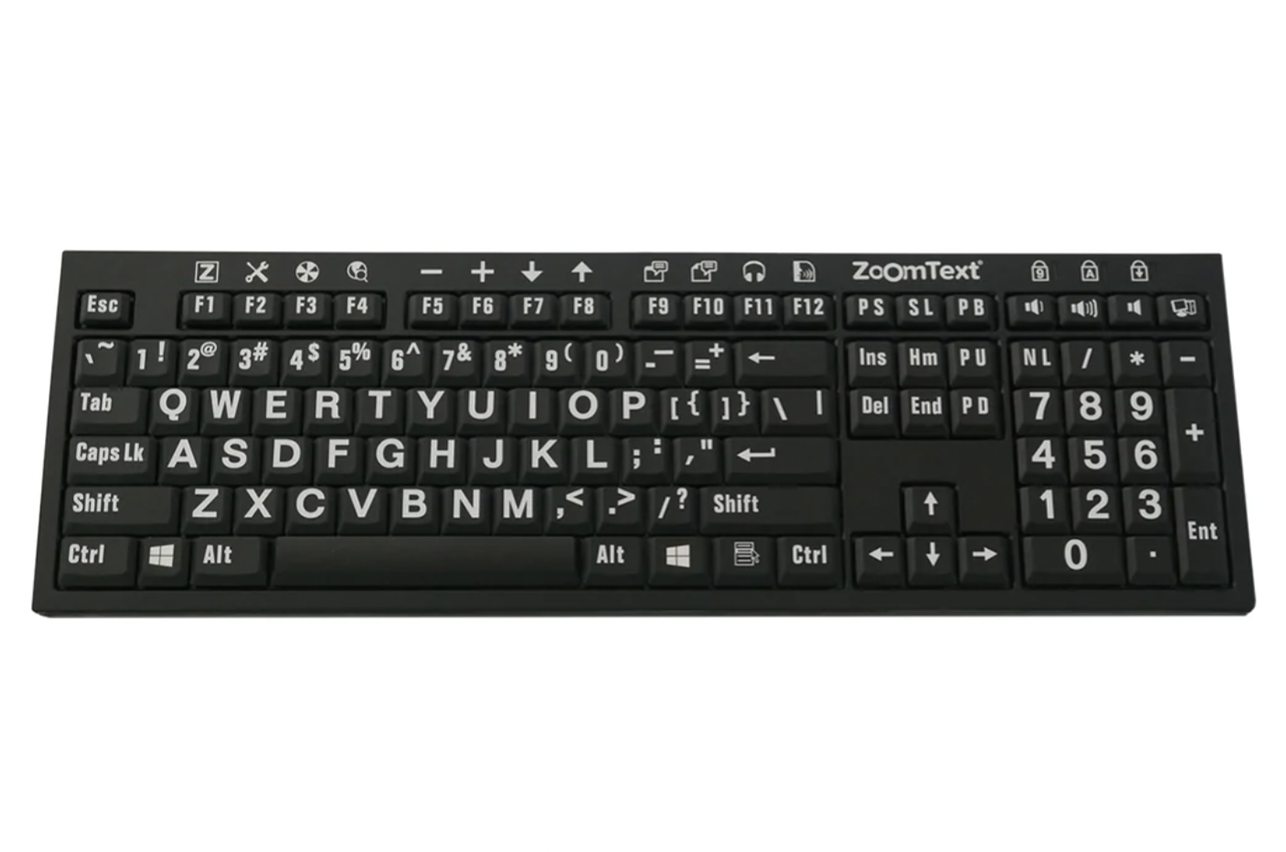 ZoomText black and white keyboard