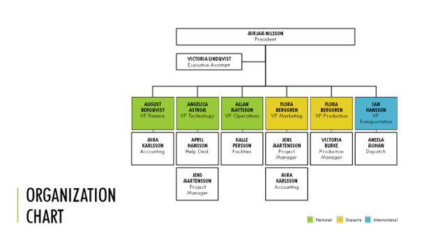 A chart of a company structure